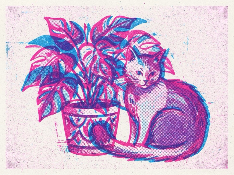 Risograph art style example for AI image prompts