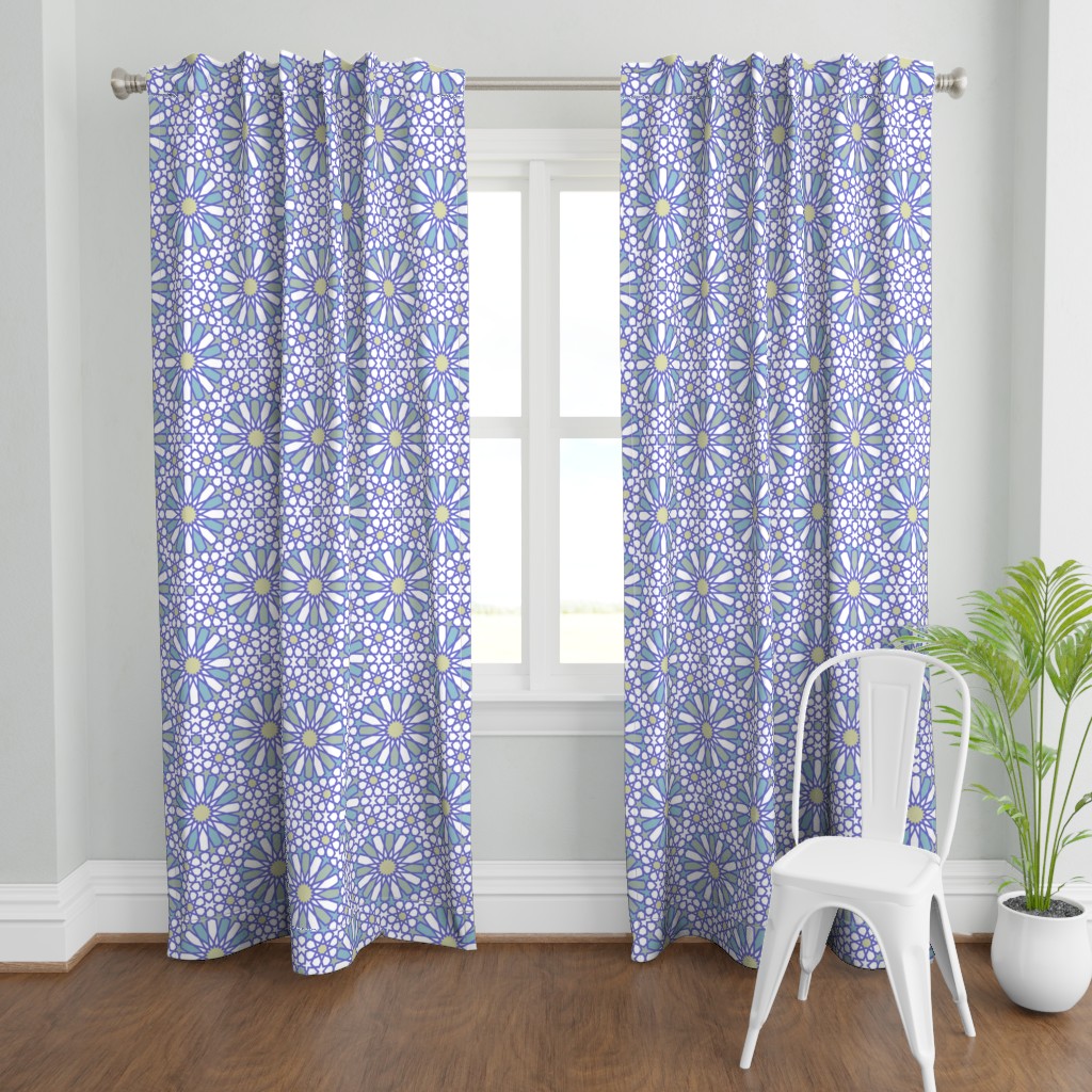 Curtain fabric — Teal Limes colourway