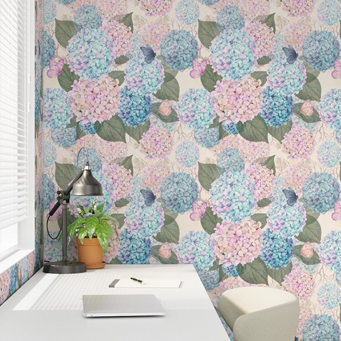 Teal & Dusty Pink office wallpaper