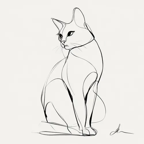 AI image of a cat in Continuous Line Art style, made by changing the style word in the prompt